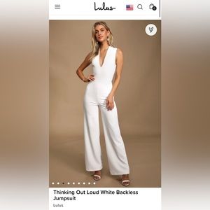 Thinking Out Loud White Backless Jumpsuit. Lulus. NWT.